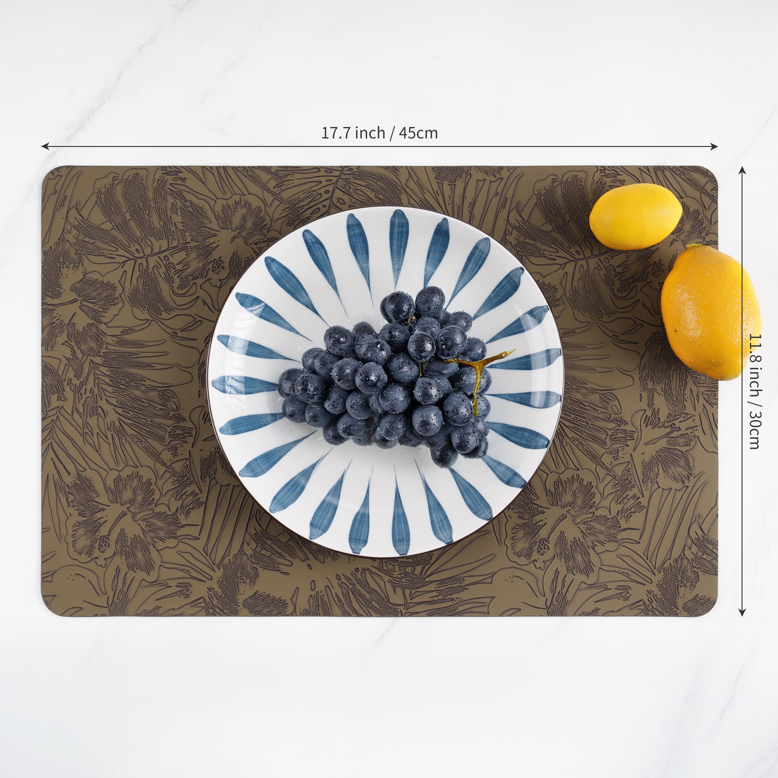 POLYTE Indoor/Outdoor Washable Embossed Vinyl Faux Leather Table Dining Placemats, Set of 4 - Image 4