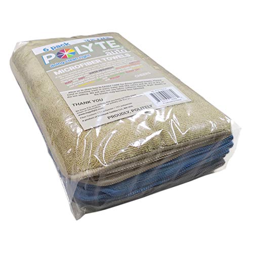 POLYTE Microfiber Cleaning Towel (16x24, 6 Pack, Professional, Blue,Camel,Gray) - Image 6