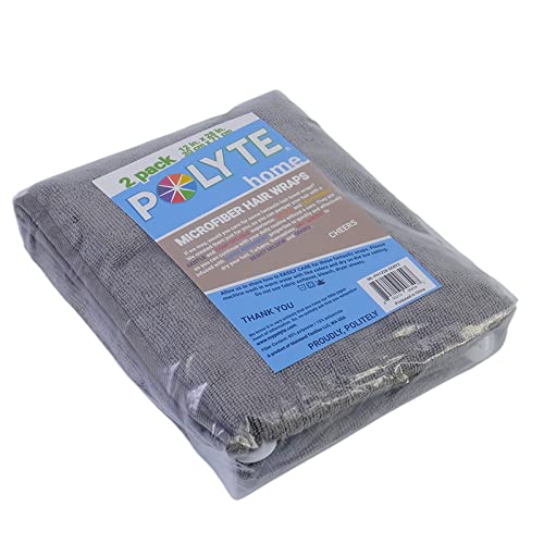 POLYTE Microfiber Hair Turban Wrap Drying Towel (12x28 Large, 2 Dark Gray) - Image 5
