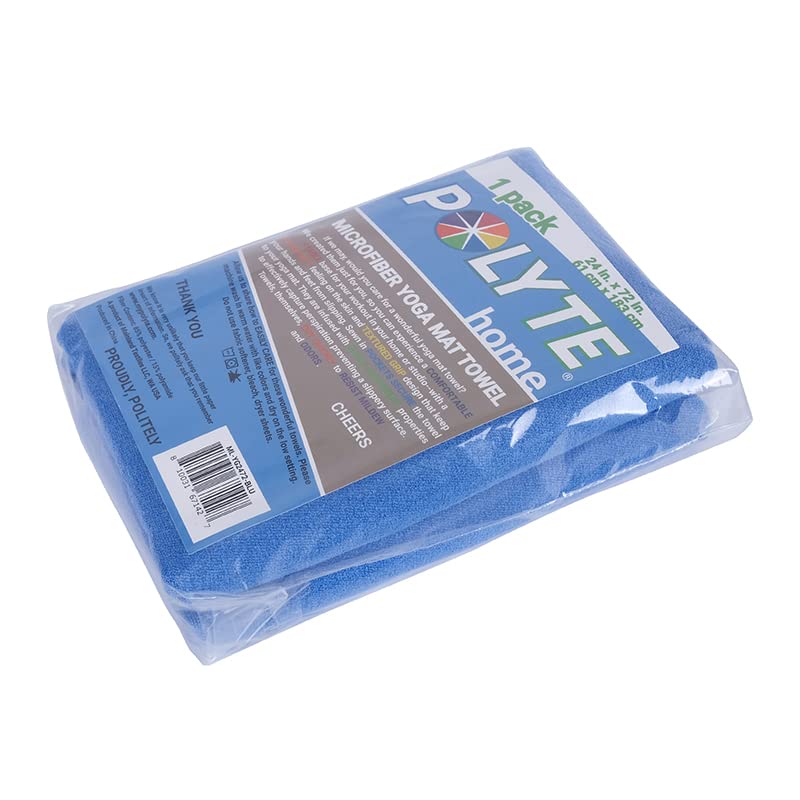 POLYTE Microfiber Hot Yoga Towel Mat with Non-Slip Silicone Grip and Secure Fit Elastic Straps, 24 x 72 in (Blue) - Image 7