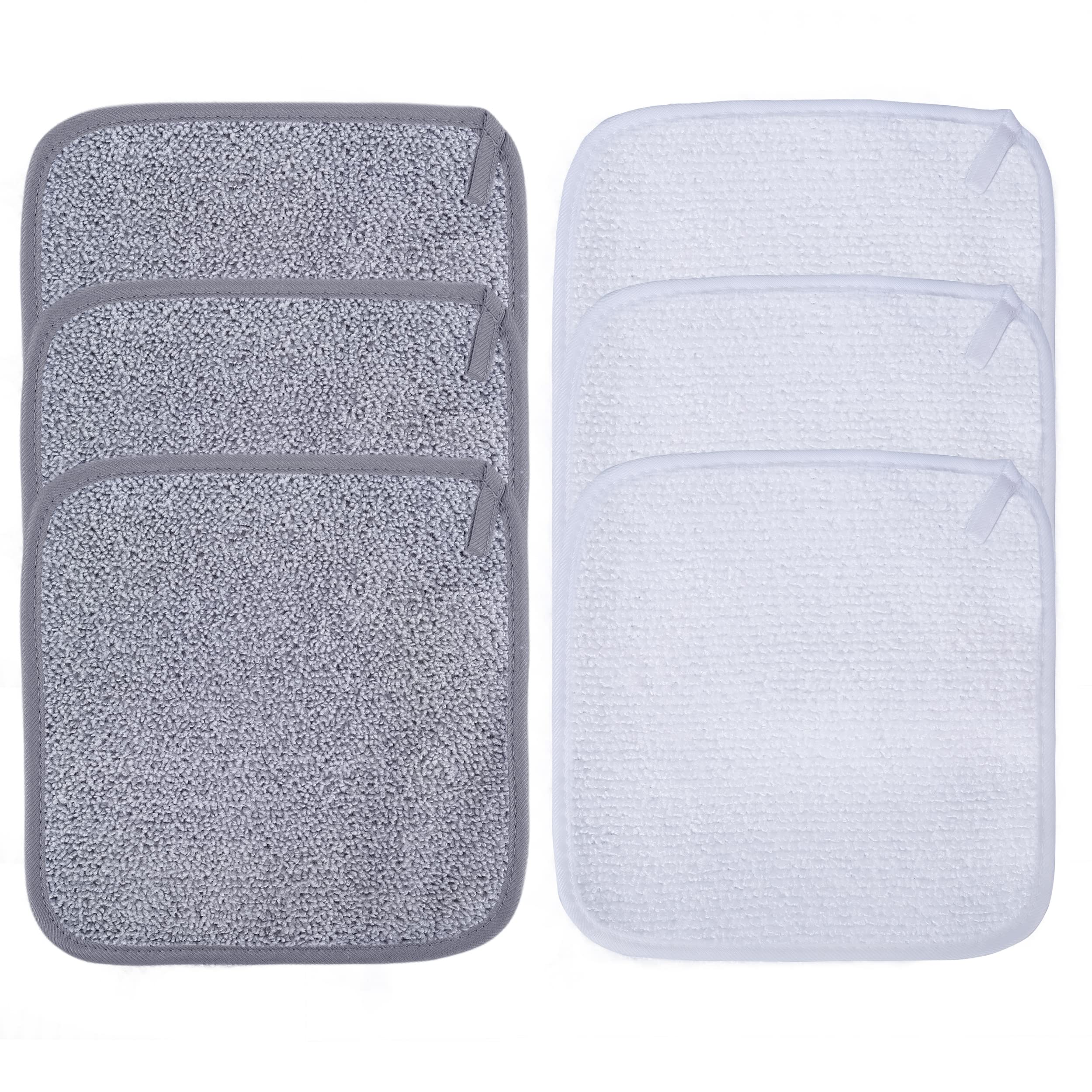 Polyte Premium Hypoallergenic Microfiber Makeup Remover and Facial Cleansing Cloth, 8 x 8 in, 6 Pack (Gray,White) - Image 4