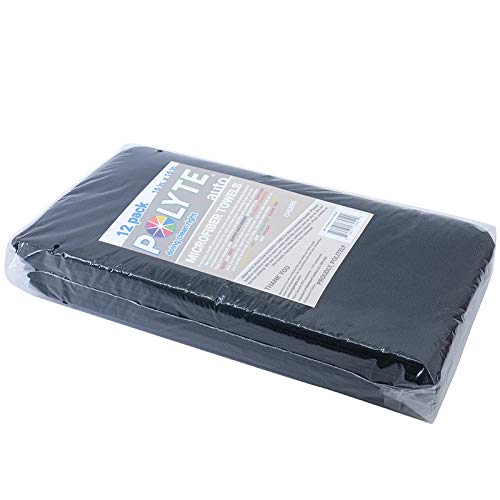 POLYTE Premium Microfiber Cleaning Towel,16 x 16 in, 12 Pack (Black) - Image 6